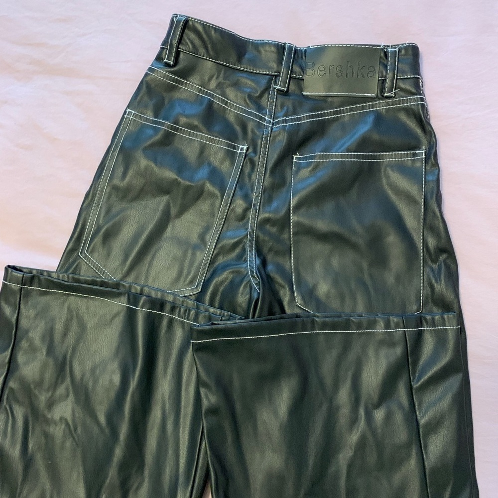 Bershka Faux Leather Wide Leg Pants